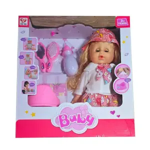 Muñeca Encantadora con Vestido de Flores y Accesorios de Juego - Muñeca Vestido Flores Pañal Bacinilla