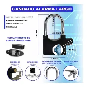 Candado de Alarma de Alta Seguridad: ¡Protege lo que más valoras! - Candado Alarma Grande De Seguridad Para