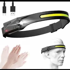 Pack x2 Linterna Frontal LED con Sensor: Iluminación Inteligente Manos Libres - Linterna Lampara Cabeza Led Sensor 2 und