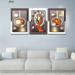 RELOJ PARED ESTILO POLIPTICO 3 PIE RP-35: Elegancia y Precisión en tu Hogar - RELOJ PARED ESTILO POLIPTICO 3 PIE RP-35