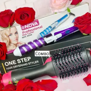 Combo Cepillo Secador + Pinza Rizadora: ¡Belleza al instante! - Combo Cepillo secador + pinza rizadora