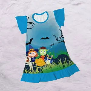 Pijama de Halloween para Niña: ¡Dulces Sueños! - pijama niña blue halloween