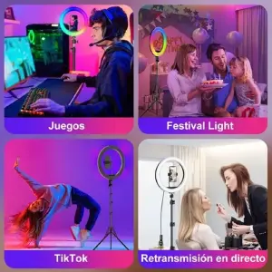 ARO LUZ RGB CON TRIPODE 33CM: Ilumina tu espacio con estilo - ARO LUZ RGB CON TRIPODE 33CM