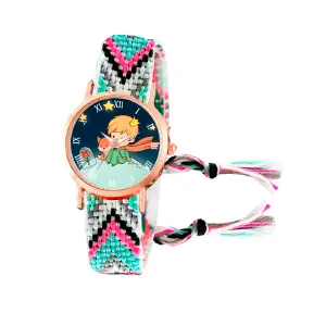 Reloj Principito Dorado Tejido Artesanal: Elegancia Hecha a Mano - Reloj Principito Dorado Tejido Artesanal