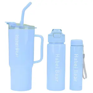 Kit de Vasos Térmicos Portátiles de Plástico x3 - Kit Vasos X3 Plasticos Termos Portatil A