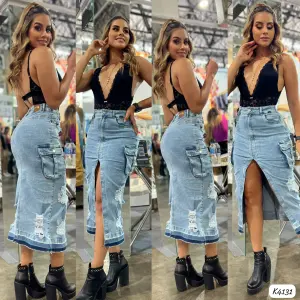 Falda Larga de Tela Stretch: Estilo y Confort que Levanta tu Figura - FALDA LARGA TELA STRECH  LEVANTA COLA