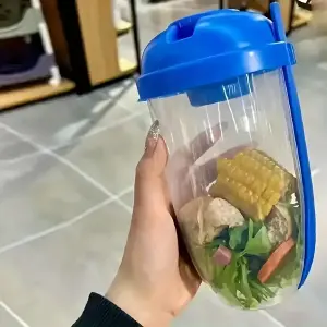 Taza de Ensalada de 1000ml con Recipiente para Aderezo - Taza de ensalada 1000ml con taza para sa