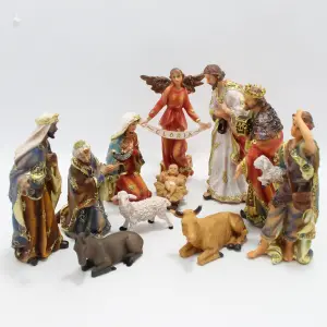 Pesebre Navideño Tradicional - 20cm con 11 Piezas - Pesebre de 20cm por 11 piezas