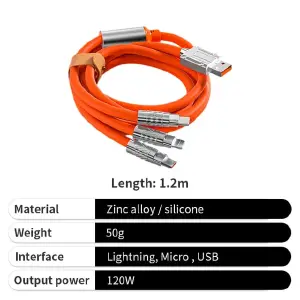 Cable 3 en 1: Carga Rápida y Resistencia Extrema - CABLE 3 EN 1 ULTRA RAPIDO ULTRA RESISNTE