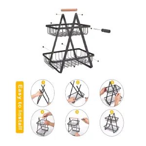 Organizador Cesta de Frutas de 2 Niveles: Elegancia y Funcionalidad para Tu Cocina - Organizador Cesta de Frutas 2 niveles