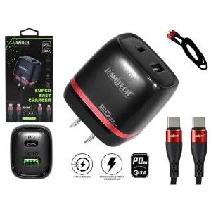 Cargador RAM-X15 C-C de Ramitech: Potencia y Velocidad para tu Celular - RAM-X15 C-C CARGADOR RAMITECH PARA CELUL