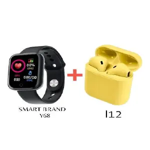 Smartwatch Y68+ con Buda y Audífonos i12: Tecnología y Estilo a tu Alcance - smartwatch y68+maquina buda+i12
