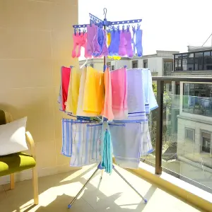 Tendedero de Ropa Plegable de 3 Niveles con Ganchos: La Solución Perfecta para tu Lavandería - tendedero 3 niveles  con ganchos