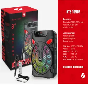 Cabina Parlante KTS-1090F: Sonido Impresionante en un Diseño Compacto - Cabina Parlante Potente KTS-1090F 8 Pulg