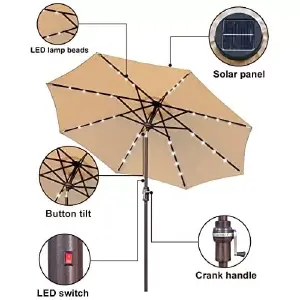 Sombrilla de Exterior de 2.7M en Beige: Elegancia y Confort Bajo el Sol - Sombrilla 2,7M led Beige