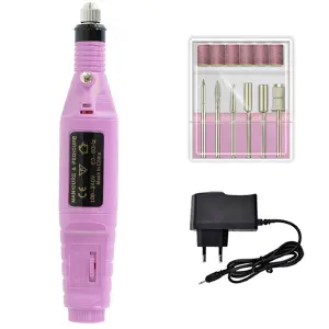 Kit Profesional de Lima Eléctrica para Uñas - 6 Cabezales Metálicos - Kit Pulidora Uñas 6 Cabezales Metal 6 Rs