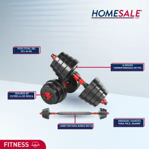 Set de Mancuernas 20 KG/40LB: Tu Gimnasio en Casa - Set de Mancuernas  20 KG/40LB