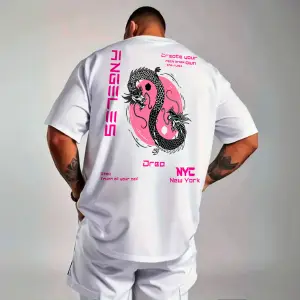 MB001 Camiseta Oversize Dragon Rosa - MB001 CAMISETA OVERSIZE DRAGON ROSA