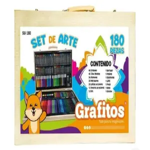 SET ARTE MALETA X 180 PIEZAS MADERA SEMI