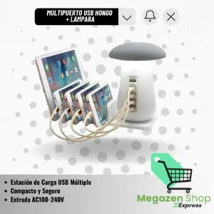 MULTIPUERTO USB HONGO + LÁMPARA: Ilumina y Carga - MULTIPUERTO USB HONGO + LAMPARA