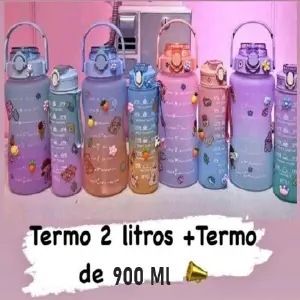 Combo Termo Agua 2L + Termo 900ml PINES+S: El dúo perfecto para tus aventuras - Combo Termo Agua 2L+Termo 900 Ml PINES+S