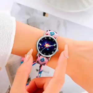 Reloj Luna Fase Lunar Plateado Tejido: Elegancia en tu muñeca - Reloj Luna Fase Lunar Plateado Tejido