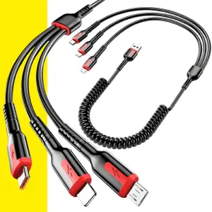 Cable Espiral Multi 3 en 1: Carga Rápida y Sin Enredos - Cable Espiral Multi 3 En 1 Carga Rápida