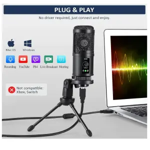 Micrófono Condensador USB con Trípode: Captura Tu Sonido con Claridad Profesional - Micrófono Condensador Usb Con Trípode