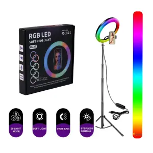 Aro de Luz RGB LED Flash 26 cm: Ilumina tus Fotos y Vídeos con Estilo - Aro De Luz Rgb Led Flash 26 Cm
