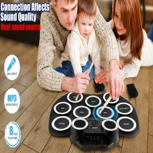 Batería Electrónica BT: Ritmo y Luz para tu Música - Batería Electrónica Tambores BT Luz Led