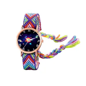 Reloj Sistema Solar Dorado Tejido Artesa: Elegancia Cósmica en tu Muñeca - Reloj Sistema Solar Dorado Tejido Artesa