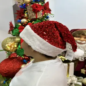 Gorro Navideño de Santa con Lentejuelas Brillantes - GORRO NAVIDAD SANTA LENTEJUELAS