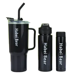 Kit de Vasos Térmicos Portátiles de Plástico x3 - Kit Vasos X3 Plasticos Termos Portatil N
