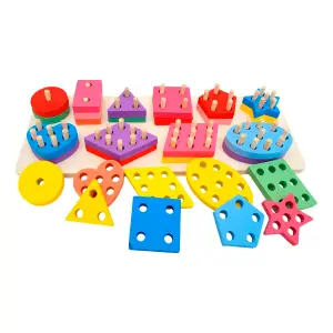 Juego Set Columnas de Ensamblaje: ¡Figuras Geométricas para Construir y Aprender! - Juego Set Columnas Encastre Figuras Geom