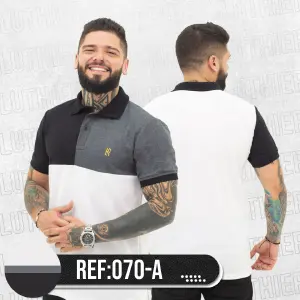 Polo Combinada 070A: Elegancia y Estilo para el Hombre Moderno - 070A POLO COMBINADA  NEGRO NEGRO CROSS