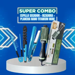 Cepillo Secador + Combo Nano Titanium: ¡Secado Perfecto y Cabello Radiante! - CEPILLO SECADOR + COMBO NANO TITANIUM