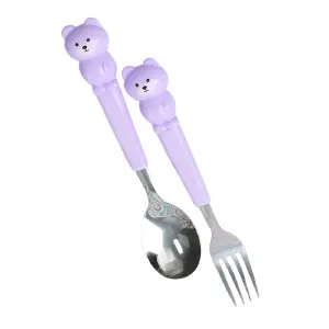 Set X2 Cubiertos Niños Portátil Oso Mora: ¡La Hora de la Comida se Vuelve Divertida! - Set X2 Cubiertos Niños Portatil Oso Mora