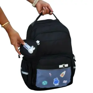 Morral Estudiante Grande Monedero Negro: ¡Organización y Estilo para tu Día a Día! - Morral Estudiante Grande Monedero Negro