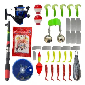 Kit Completo de Pesca: Caña, Carrete y Nylon 2.10m - Kit Caña De Pesca Carretel+nylon 2.10m