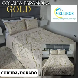 Colcha Española Gold Veluros 1.40: Elegancia y Confort Insuperables - COLCHA ESPAÑOLA GOLD VELUROS 1.40