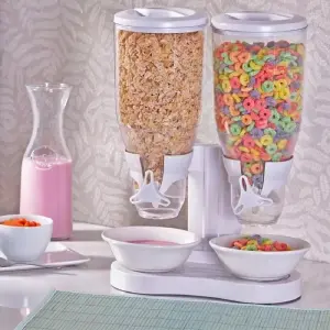 Dispensador Doble de Cereales y Alimento: ¡Organización y Frescura en tu Cocina! - Dispensador Doble De Cereales Y Alimento