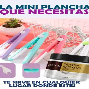 COMBO CREMA ALISADORA + MINI PLANCHA MUL: ¡El dúo perfecto para un cabello liso y brillante! - COMBO CREMA ALISADORA +MINI PLANCHA MUL