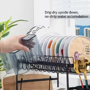 Escurridor de Platos de 2 Niveles en Acero Inoxidable: ¡Organización y Estilo para tu Cocina! - Escurridor De Platos 2 Niveles Acero