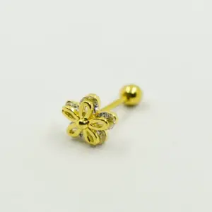 PIERCING DORADO FLOR DE CRISTAL: Elegancia y Brillo - PIERCING DORADO FLOR DE CRISTAL