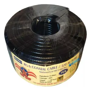 Cable Coaxial Negro RG6 Rollo 100m - Cable Coaxial Negro Rg6 Rollo 100 Mt Pa