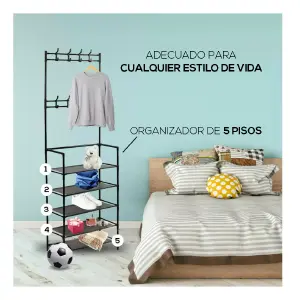 Zapatero Perchero Organizador de 5 Niveles: ¡Maximiza tu Espacio! - Zapatero Perchero Organizador 5 NIVELES