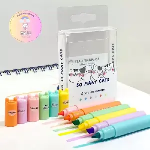 Mini Resaltador Pastel So Many Cats X6: ¡Dale color a tus notas con estilo! - Mini Resaltador Pastel So Many Cats X6