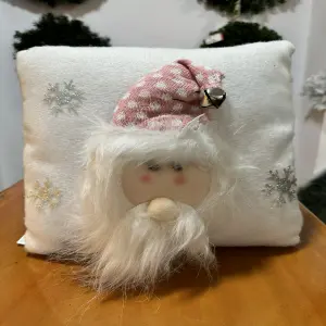 COJIN NAVIDAD BLANCO SANTA ROSADO: ¡La comodidad navideña que necesitas! - COJIN NAVIDAD BLANCO SANTA ROSADO