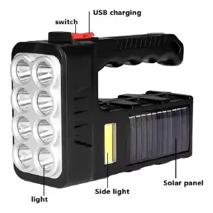 Linterna LED Solar y USB Recargable: Ilumina tu Mundo - Linterna Led Solar Y Usb Recargable