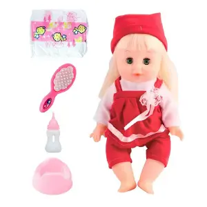 Muñeco Bebé Vestido Rojo: ¡El Compañero Perfecto para Jugar! - Muñeco Bebe Vestido Rojo Pañal Vacinilla
